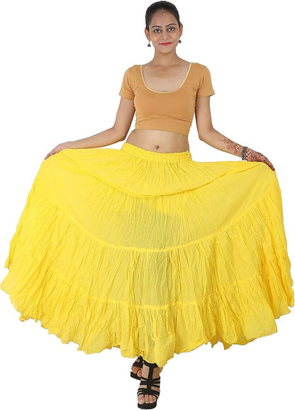 Wevez Women's Flowy Renaissance Long Maxi Tiered Peasant Dance Skirt, Plus Size 0X to 3X