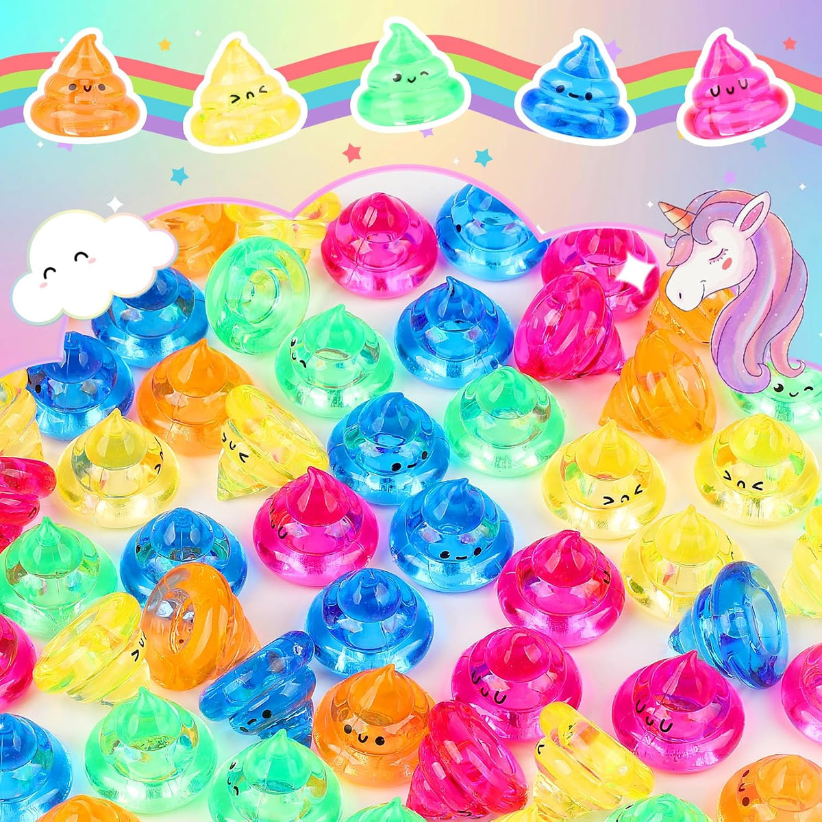 28 PCS Unicorn Poop Mini Unicorn Party Favors Acrylic Poop Figurines Mini Unicorn Expressions Decorations for Friends Family Colleagues Prank Gifts Birthday Party Decoration