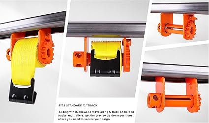 2 Pack Sliding Winch, Heavy Duty Sliding Winch for Flatbed Trailers, Trucks and Winches, Painted Durable Carbon-Steel Construction, Standard Sliding Tie Down Winch (Orange)