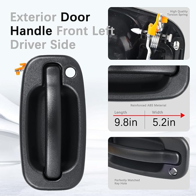 FAERSI Exterior Outside Door Handle Front Left Driver Side for 1999-2007 Chevy Silverado, Tahoe, Suburban, Avalanche, GMC Sierra, Yukon Denali, Cadillac Escalade 77261 15034985