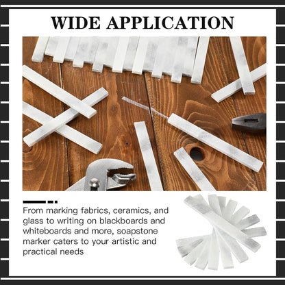 120 Pcs Soapstone Pens Welding Soap Stone Pencils Flat White Soapstone Refills Chalks Marking Tools for Welders Textile Removable Markings on Steel Cast Iron