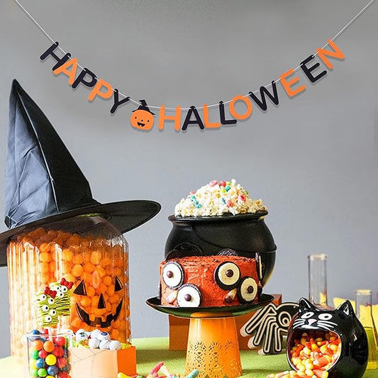 Happy Halloween Banner - Halloween Party Decorations,halloween Decor Banner,halloween Backdrop Black Orange,fall Decor