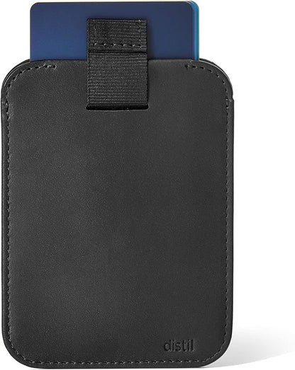 Distil Union Wally Sleeve - Slim minimalist wallet made of premium leather and credit card holder with RFID protection MagLock security, access with tab, Black -, Sleeve