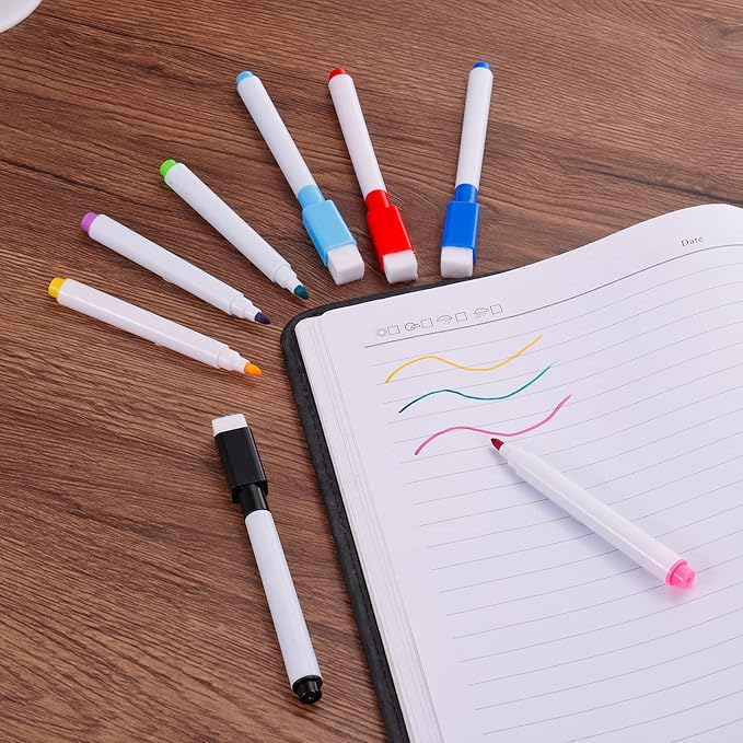 PATIKIL Dry Erase Marker Pens, 30 Pack Black Ink Fine Point Low Odor Whiteboard with Eraser Cap for Office Home Classroom, White Pen Rod