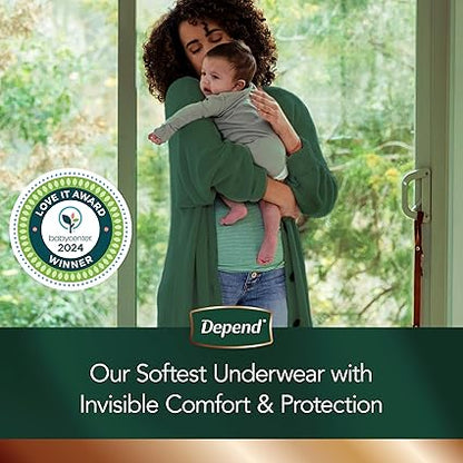 Depend Silhouette Adult Incontinence  Postpartum Underwear for Women, Maximum Absorbency, Large, Pink, 52 Count, Packaging May Vary