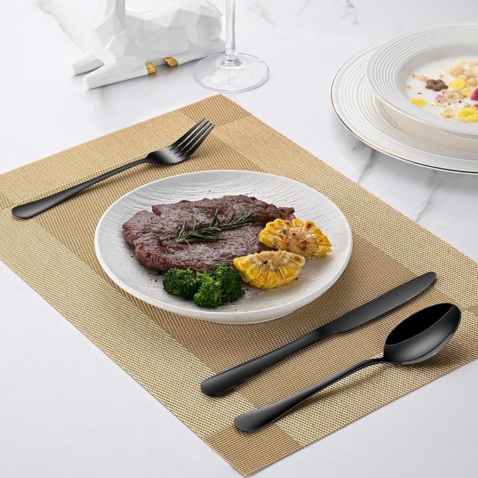 Black Dinner Forks Set, 8-Piece 8 Inches Food-Grade Stainless Steel Silverware Forks,Dishwasher Safe Cutlery Fork, Metal Black Table Fork For Home,Party or Events