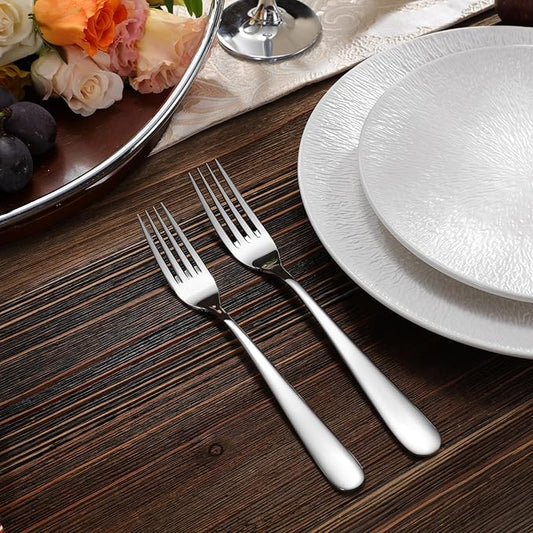 KEAWELL Premium Louise Forks, Set of 4, 18/10 Stainless Steel, Forks Silverware with Round Edge, Exceptional Mirror Finish, Dishwasher Safe (7.3" Salad Fork)
