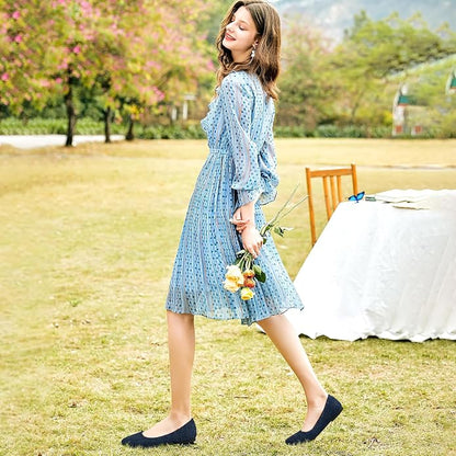 Shupua Dress Shoes for Women Round Toe Flats Shoes Lace Ballet Flats Dressy Comfortable Foldable Flats Low Heel