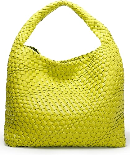 Queenoris Fashion Woven Purse for Women Top-handle Shoulder Bag Soft Summer Hobo Tote Bag