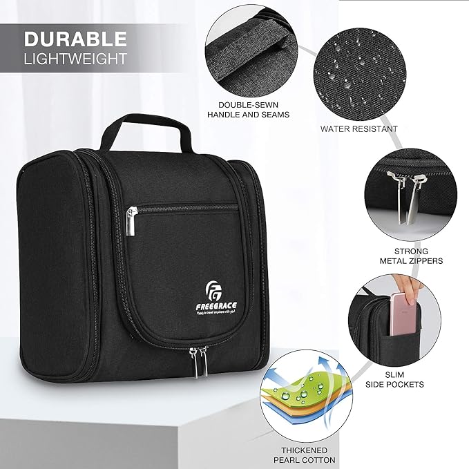 Hanging Toiletry Bag Extra Large Capacity  Premium Travel Organizer Bags For Men And Women  Durable Waterproof Nylon Bathroom, Shower, Makeup Bag For Toiletries, Cosmetics, Brushes
