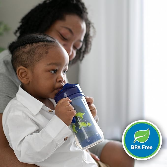 Dr. Brown's Milestones Insulated Sippy Cup with Straw and Handles, Spill-Proof Tumbler with Lid, 2-Pack, Blue, 10 oz300 mL, BPA Free, 12m