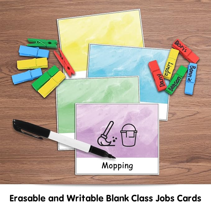 ABCxGOOD Class Jobs Pocket Chart Class Management Educational Pocket Chart Teacher's Helper, Preschool Classroom Must Haves Supplies, Great for Classroom Homeschool. (Black) (Black, 29.5"10")