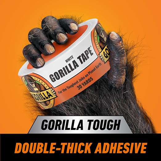 Gorilla Tape, White Duct Tape, 1.88" x 30 yd, White (1 Roll)