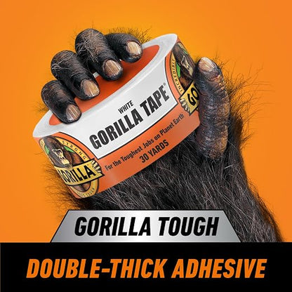 Gorilla Tape, White Duct Tape, 1.88" x 30 yd, White, (Pack of 2)