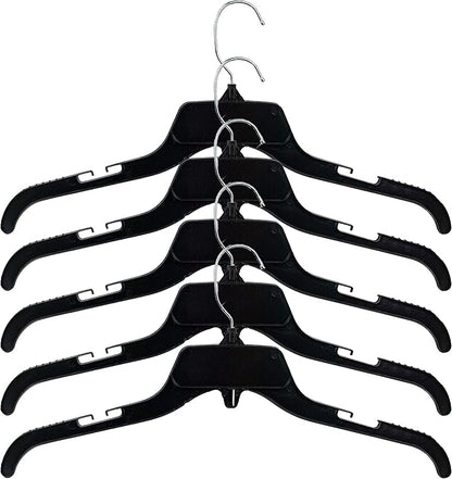 HangOn Shirt Hangers Recycled Plastic with Notches, Black, 17 Inch Pack of 25