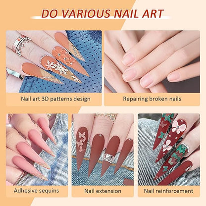 Saviland Poly Gel Nail Kit - 7 Colors with Glitter Red Black, DIY Nail Extension Gel, Slip Solution  Tools for Starter, Party, Home Beauty Gift
