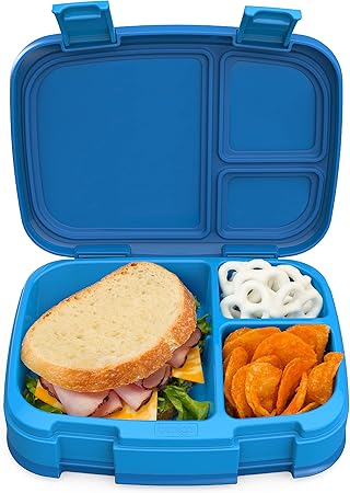 Bentgo Fresh  Leak-Proof, Versatile 4-Compartment Bento-Style Lunch Box with Removable Divider, Portion-Controlled Meals for Teens and Adults On-The-Go  BPA-Free, Food-Safe Materials (Blue)