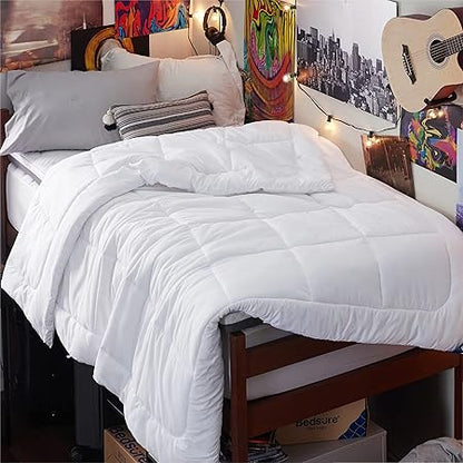 Bedsure Comforter Duvet Insert - Quilted Comforters Twin Size, All Season Duvet, GentleSoftTM Down Alternative Bedding, with 8 Tabs, Gifts for WomenMen, White, Twin 88 x 68 Inches