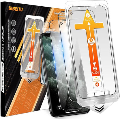 SIBEITU 1-Pack for iPhone 11 Pro Max Screen Protector, [Auto Alignment Kit] 6.5 Inch HD Clear Tempered Glass Film, Case Friendly Anti Scratch, 9H Hardness Auto Dust Removal Installation Protector