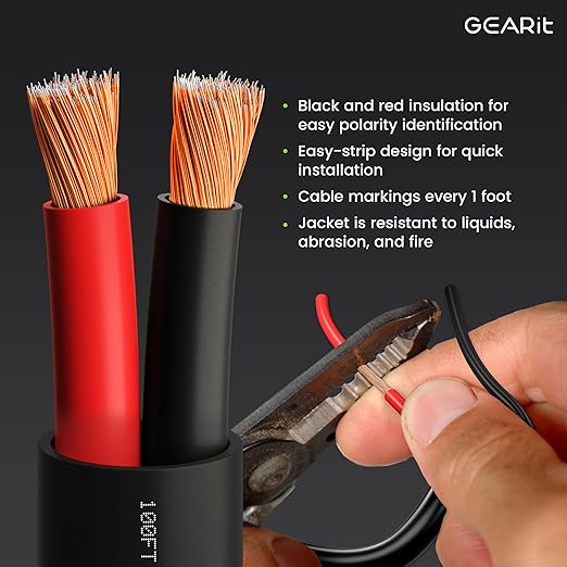 GearIT Outdoor Speaker Wire CCA 2x2.5mm? (60.96 Meters - Black) Copper Clad Aluminum - Hi-Fi Audio Cable for Direct Burial in Ground/in Wall / CL3 CL2 Rated / 2-Conductors - 14 Gauge AWG, 200 Feet