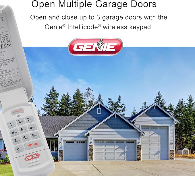 Genie Garage Door Opener Wireless Keyless Keypad - Safe  Secure Access - Compatible with All Genie Intellicode Garage Door Openers - Easy Entry into the Garage With a PIN - Model GK-R, White