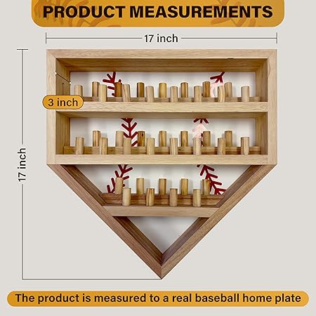Baseball Championship Ring Display Case  Fully Customizable Baseball Ring Holder with 39 Removable Pegs  3 Shelves  Easter Gifts for Kids  Designed in The U.S.