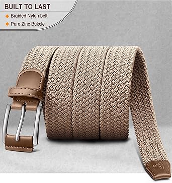 BULLIANT Stretch Belt Men,Mens Gift Woven Braided Web Belt 1 38 for Golf Casual Pants Shirts Jeans