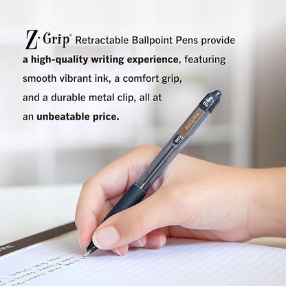 Zebra Pen Z-Grip Retractable Ballpoint Pen, Medium Point, Black Ink, Model Number: 22218, 18-Pack (22218)