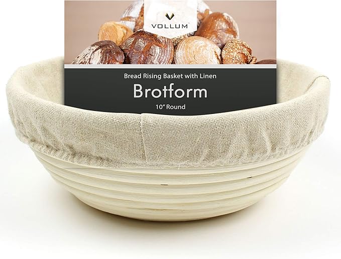 Banneton Bread Proofing Basket Sourdough Proofing Basket for Beginner  Professional Bakers, Handwoven Rattan Cane Bread Maker with Linen for Artisan Breads, 10 x 3.5 In, 2-Pound Round Brotform