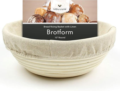 Banneton Bread Proofing Basket Sourdough Proofing Basket for Beginner  Professional Bakers, Handwoven Rattan Cane Bread Maker with Linen for Artisan Breads, 10 x 3.5 In, 2-Pound Round Brotform