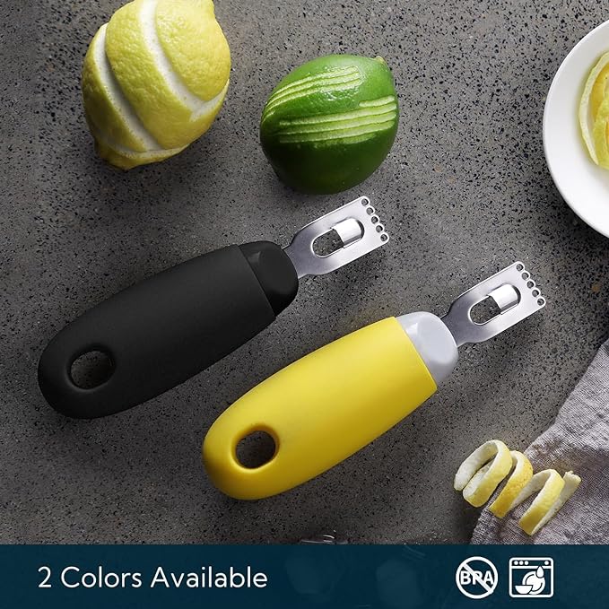 KITCHENDAO Citrus Lemon Peeler Zester Tool with Specially Designed Channel Knife to Save Effort, Ultra Sharp Lemon Rind Twist Peeler Tool Bar Bartender Lime Lemon Stripper for Cocktails Kitchen