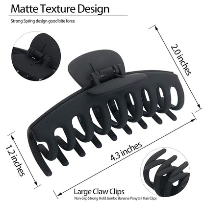 OWIIZI Hair Clip, 4.3" Matte Large Non-Slip Ponytail Jaw Barrette Strong Hold Banana Claw Clips for Women Long Thick Hair