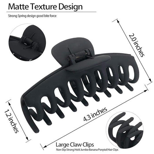 OWIIZI Hair Clip, 4.3" Matte Large Non-Slip Ponytail Jaw Barrette Strong Hold Banana Claw Clips for Women Long Thick Hair