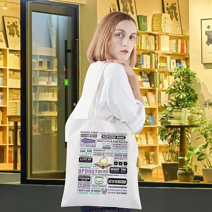 LEVLO WWD Shadows Quote Canvas Tote Bag Fahim Fazli And Emily Fans Gift TV Show Vampire Theme Shoulder Bag For Family Friend