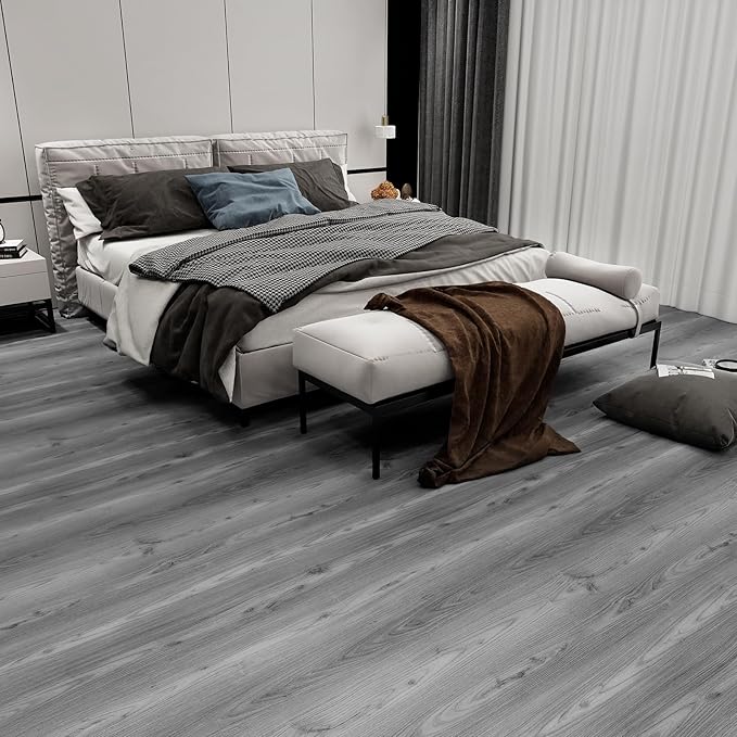Grey Wood Peel and Stick Floor Tile, 36 Pack 54 Sq.Ft,NO Sticky Residue Left Vinyl Flooring Tiles Wood Plank, Self-Adhesive DIY Flooring for Bathroom,Bedroom, Living Room, 36" x 6"OoaNature GreyOoa