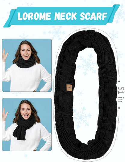Winter Beanie Hat Scarf, Warm Fleece Knit Hats Touch Screen Gloves Neck Scarf Set Winter Gifts for Unisex Adult ( gloves not included)