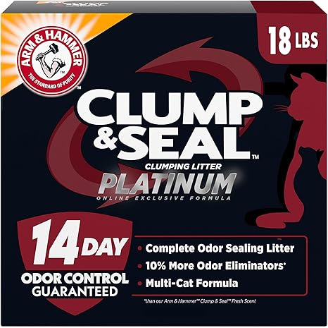 ARM  HAMMER Clump  Seal Platinum Multi-Cat Complete Odor Sealing Clumping Cat Litter, 14 Days of Odor Control 18lb