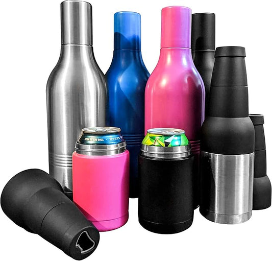CUULii Insulated Wine Tumbler - Double Wall Stainless Steel Portable Cooler for Red and White, Travel Thermos With Neoprene Liner, BPA-Free - For Lovers, Silver (750ml)