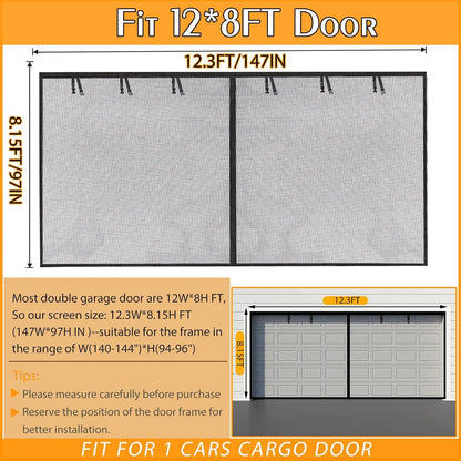 Garage Screen Doors for 1 car garage-12x8FT Fiberglass Durable Heavy Duty Magnetic Garage (set complete)
