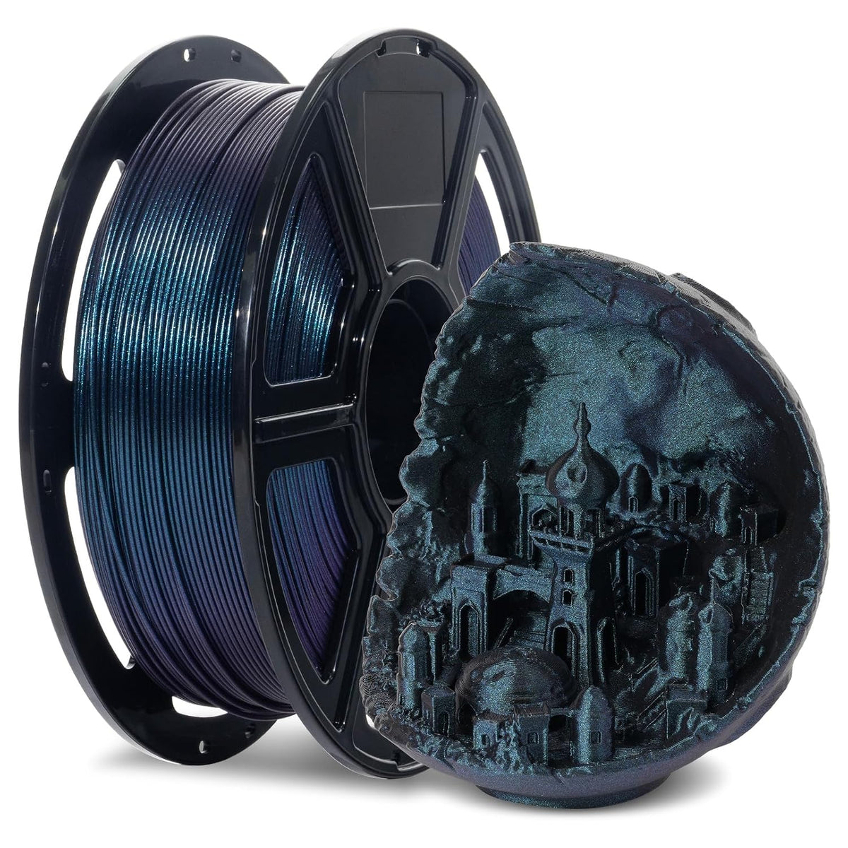 Rapid PLA Filament 1.75mm +/- 0.02mm Burnt Titanium, Max 500mm/s High Speed Printing, 3D Printer Filament 1kg(2.2lbs), Changing Colors with Light, Perfectly Hide The Layer Line