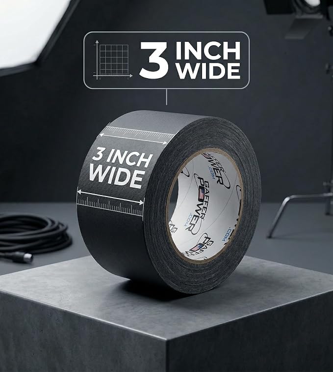 Gaffer Power Black Gaffer Tape 3 Inch x 30 Yards, Heavy Duty, Made in USA