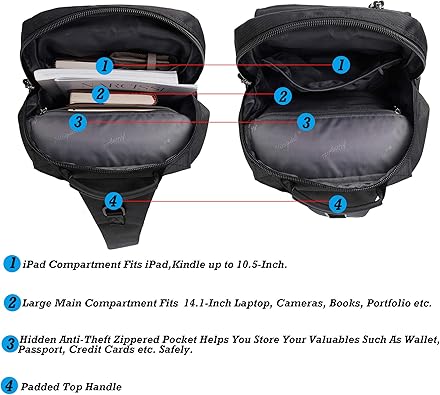 NICGID Sling Bags Chest Shoulder Backpacks, 13.3'' 14.1'' 15.6''Laptop Backpack Crossbody Messenger Bag Travel Outdoor