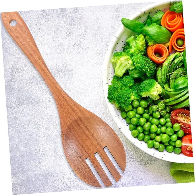 Angoily Wooden Salad Spork Salad Serving Fork Spoon Home Supplies Salad Mix Fork Wooden Salad Servers