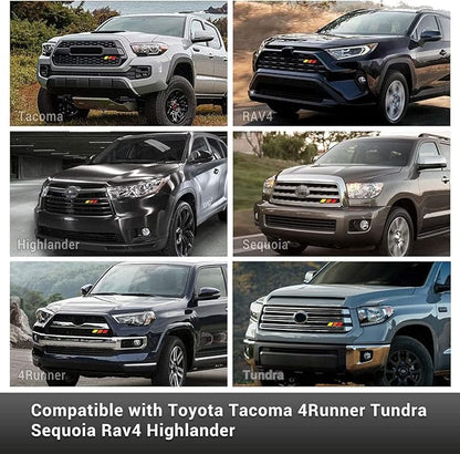 Tri-Color Front Grille Badge Emblem for Tacoma 4 Runner Tundra Sequoia Rav4 Highlander(YellowOrangeRed