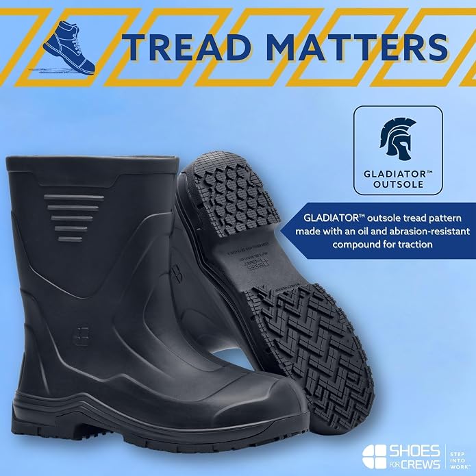 Shoes for Crews Unisex Soft Toe Slip-Resistant Work Boots - EH-Rated, Non-Slip Safety Boots for Men & Women - Ideal for Tradesmen, Foremen & Job site Crews - Bullfrog II