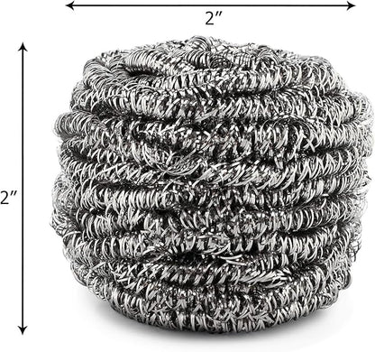 SCRUBIT 6 Pack Stainless Steel Scourers  Steel Wool Scrubber Pad Used for Dishes, Pots, Pans, and Ovens. Easy scouring for Tough Kitchen Cleaning.