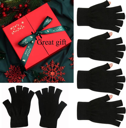 monochef Fingerless Gloves Half Finger Winter Warm Knit Thermal Working Running Biking Driving Typing Men Women Black ( Only one Pairs )