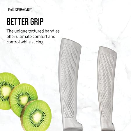 Farberware Textured Grip Stainless Steel Knife Set, 15 Piece, Stainless Steel