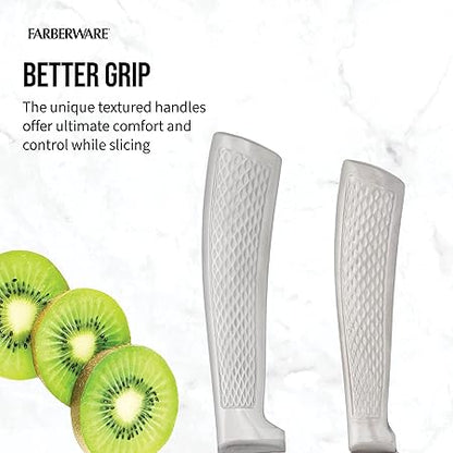 Farberware Textured Grip Stainless Steel Knife Set, 15 Piece, Stainless Steel