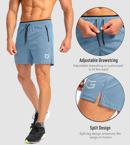 G Gradual Men's Gym Workout Shorts Zipper Pockets 5" / 7" Quick Dry Breathable Runing Athletic Short for Men